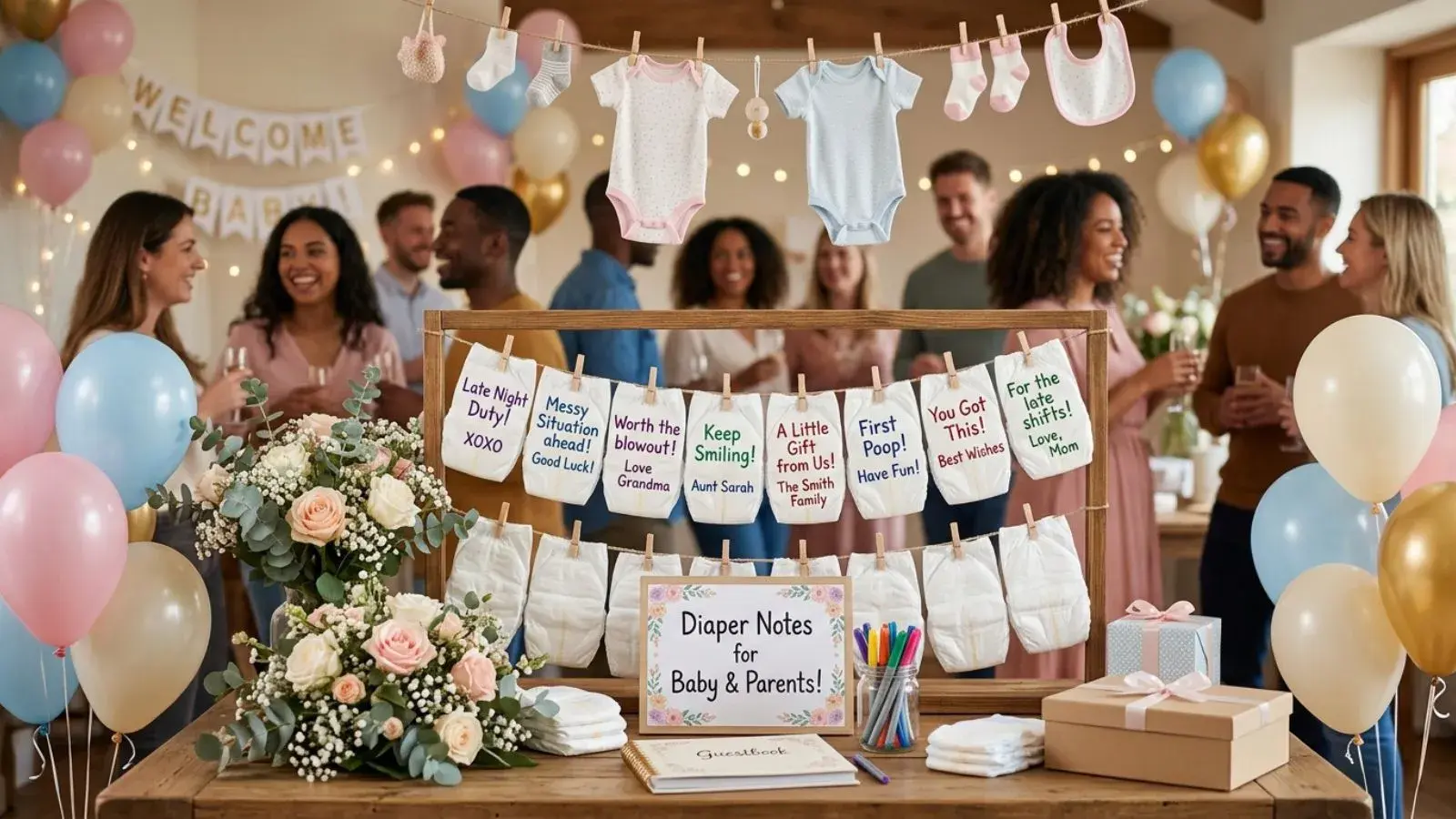 diaper messages for baby shower