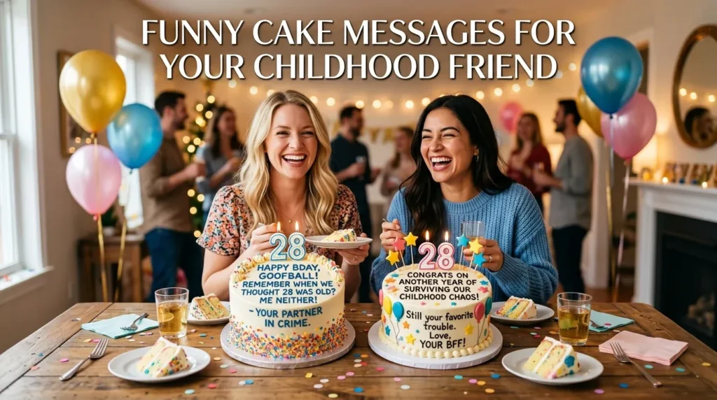 Funny Cake Messages for Your Childhood Friend